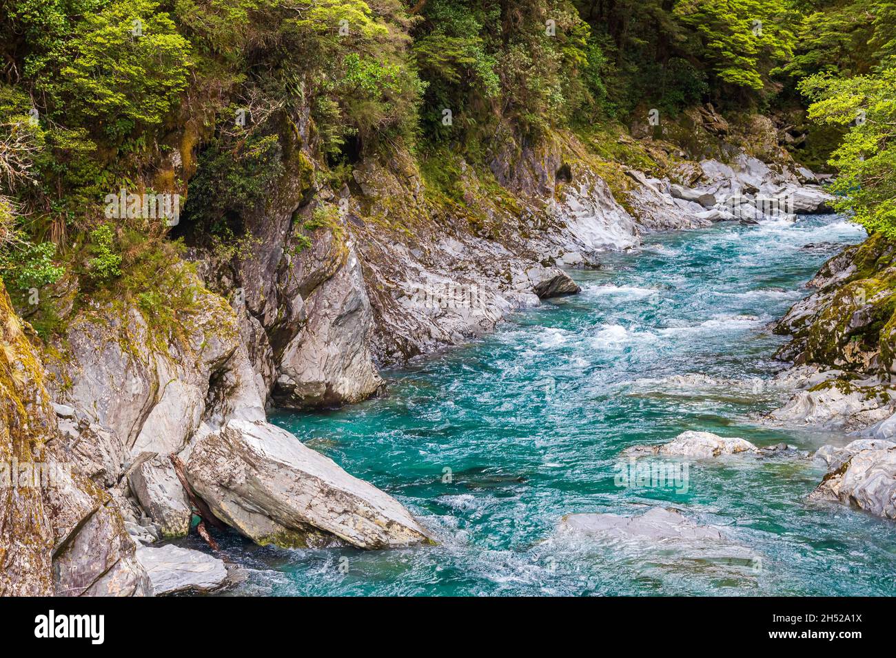 A small beautiful stream among the rocks. South Island, New Zealand Stock Photo