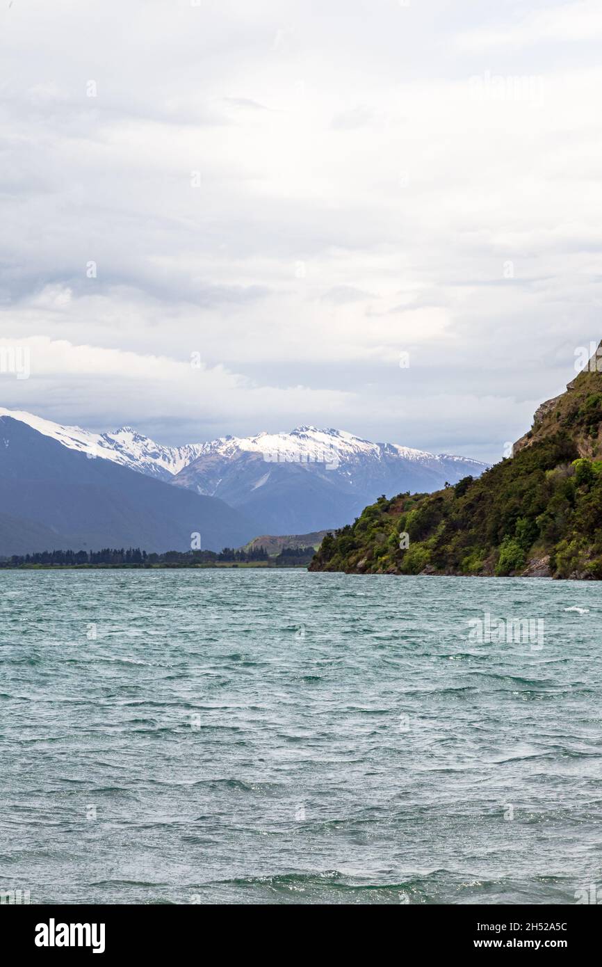 Landscapes of South Island: Wanaka lake. New Zealand Stock Photo