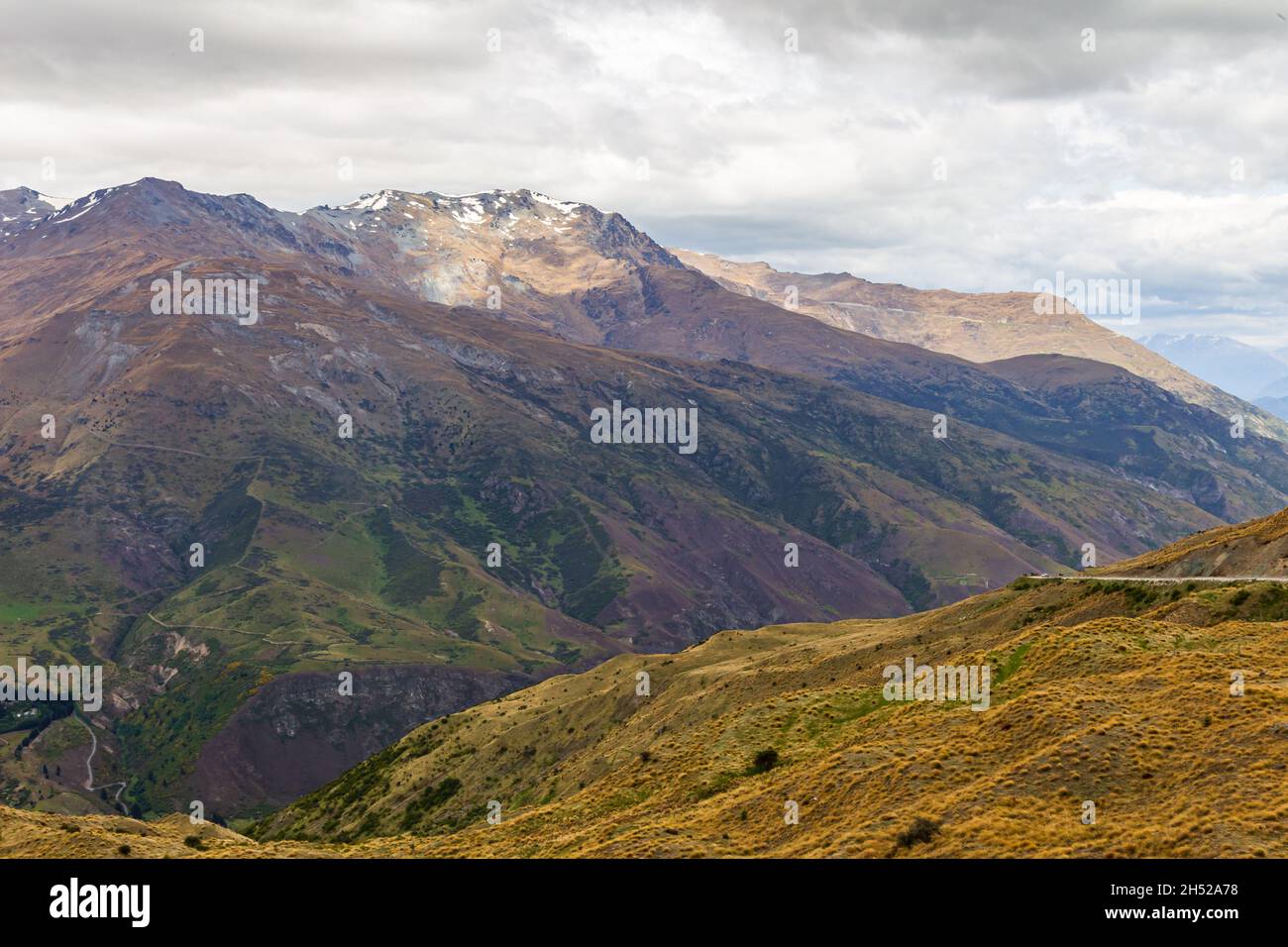 View of the hills and mountains of the South Island. New Zealand Stock Photo
