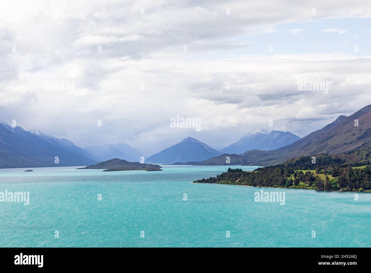 Landscapes of the South Island. Panorama of Wakatipu lake. New Zealand ...