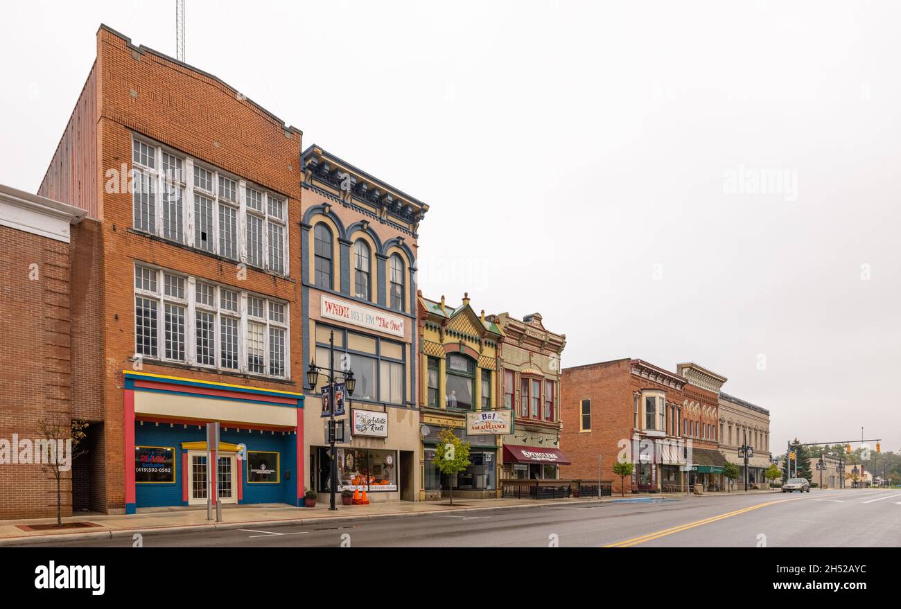 Napoleon, Ohio, USA October 24, 2021 The Historic business district along Perry Street Stock