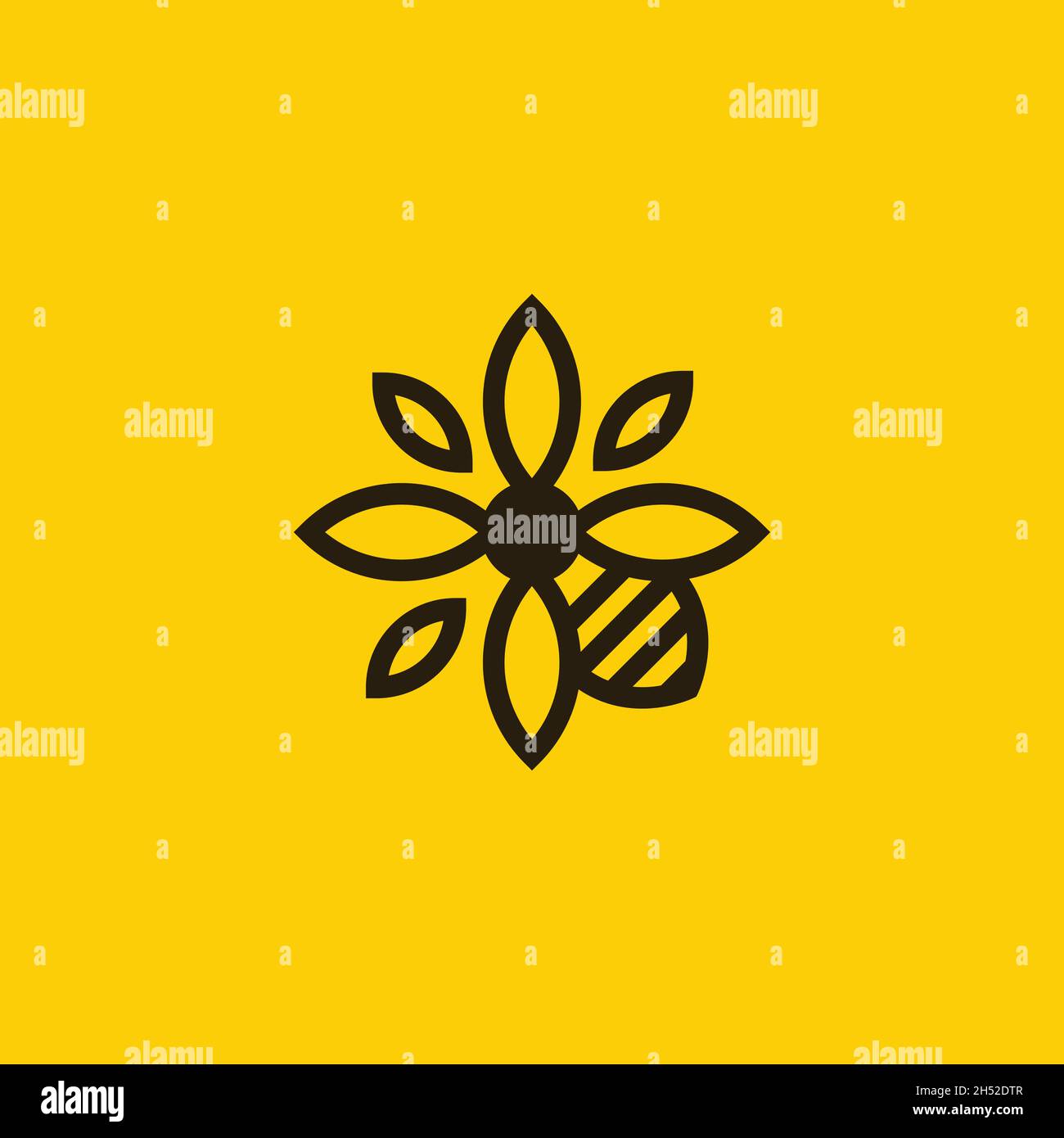 vector design. combination logo from bee and flower. Stock Vector