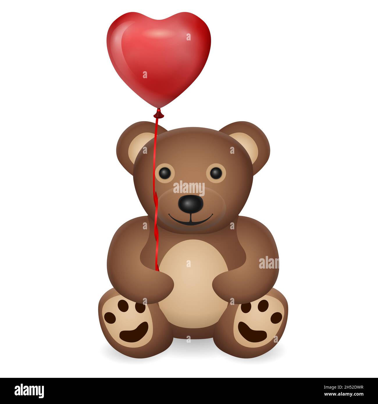 Teddy bear with heart balloon on a white background. Vector ...