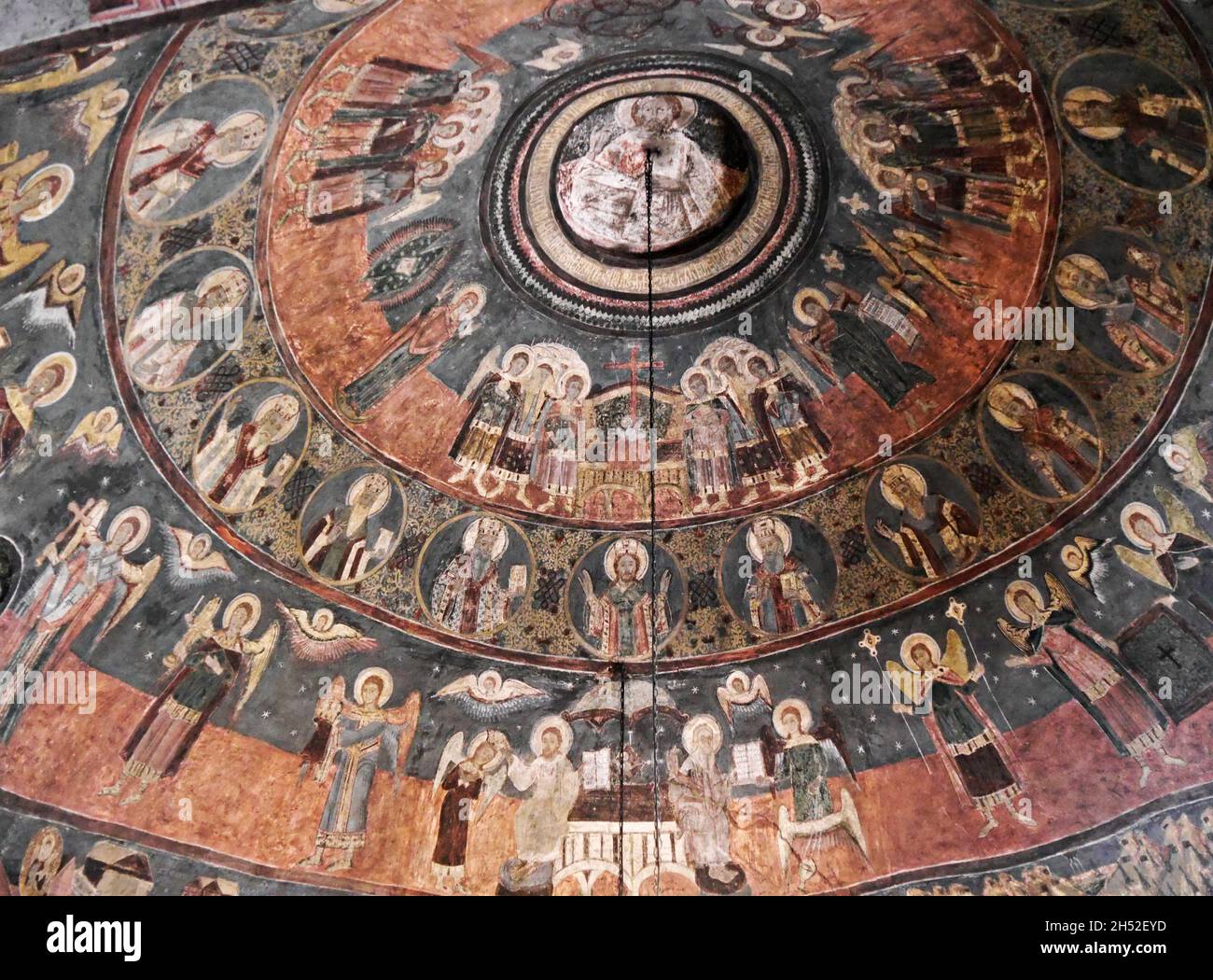 Beautiful ceiling fresco, Sibiel church, Transylvania, Romania Stock Photo