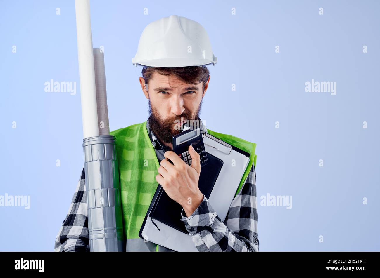 engineer construction work design profession blue background Stock ...