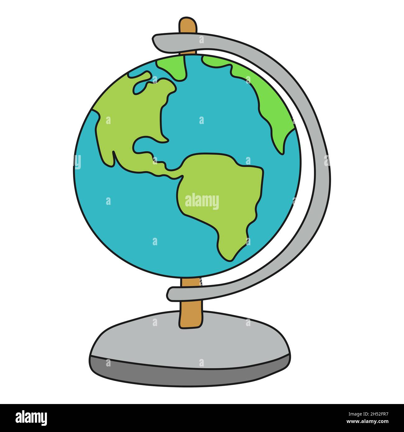 School globe in Doodle style. illustration. isolated Stock Photo
