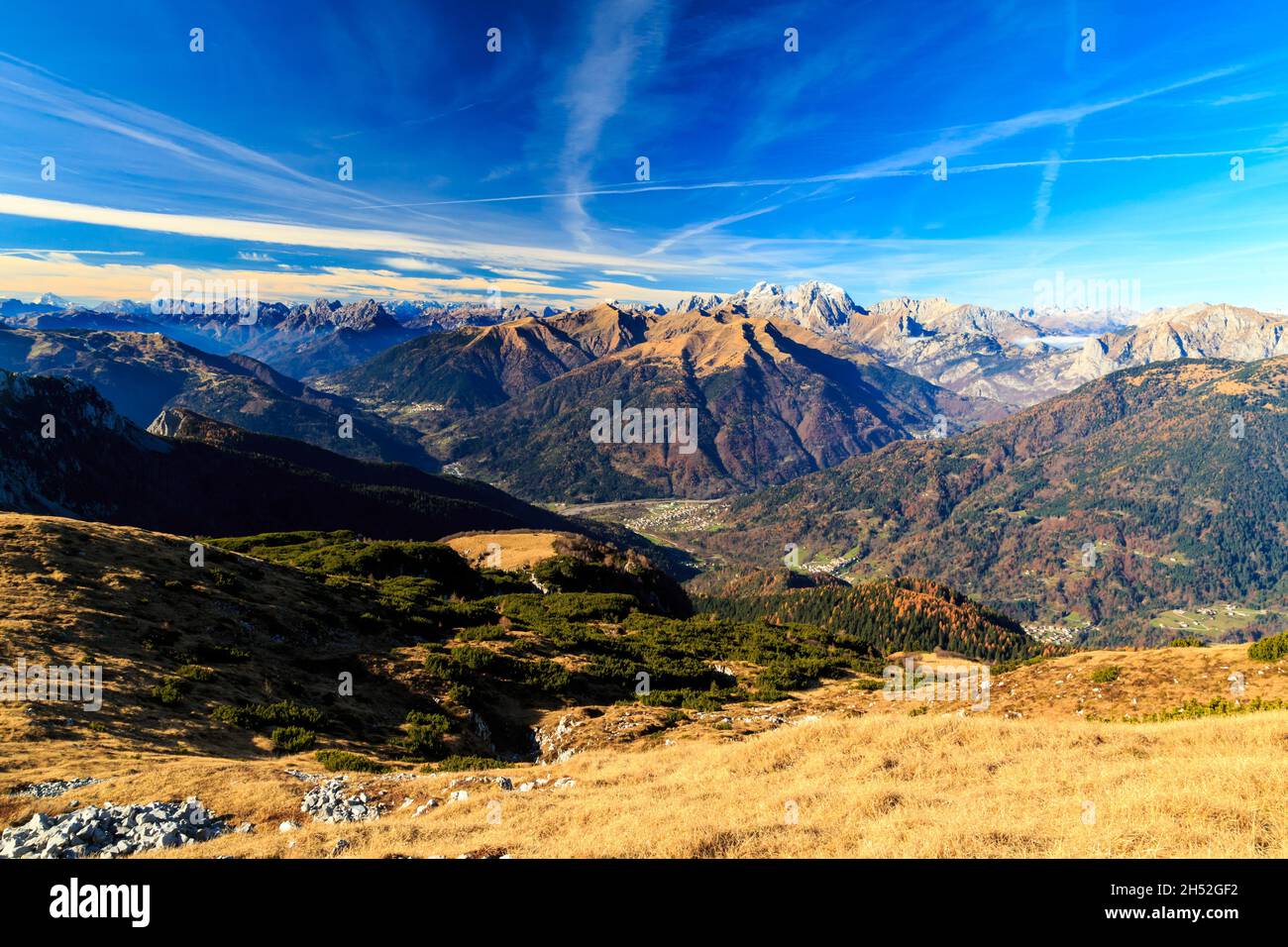 Sunny day in the carnic alps during a colorful autumn Stock Photo - Alamy