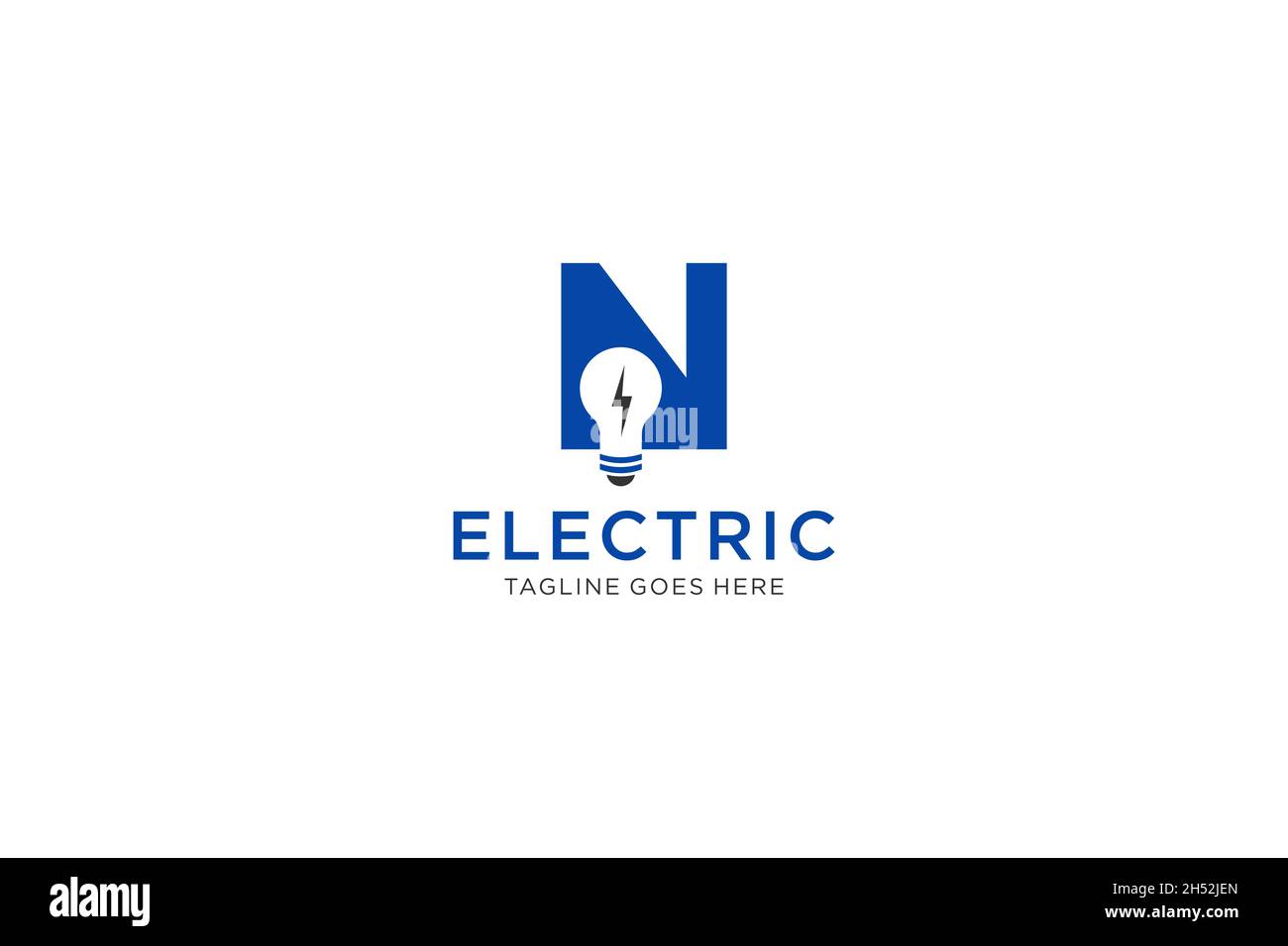 N Letter Logo Design With Light bulb and lightning bolt. Electric Bolt ...