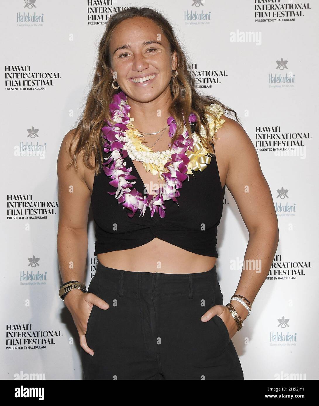 Olympic Champion Surfer Carissa Moore arrives at the 41st Hawai'i Internationall Film Festival - WATERMAN World Premiere Screening held at the Bishop Museum in Honolulu, HI on Friday, ?November 5, 2021. (Photo By Sthanlee B. Mirador/Sipa USA) Stock Photo