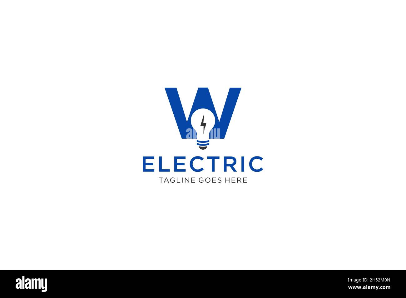 W Letter Logo Design With Light bulb and lightning bolt. Electric Bolt ...