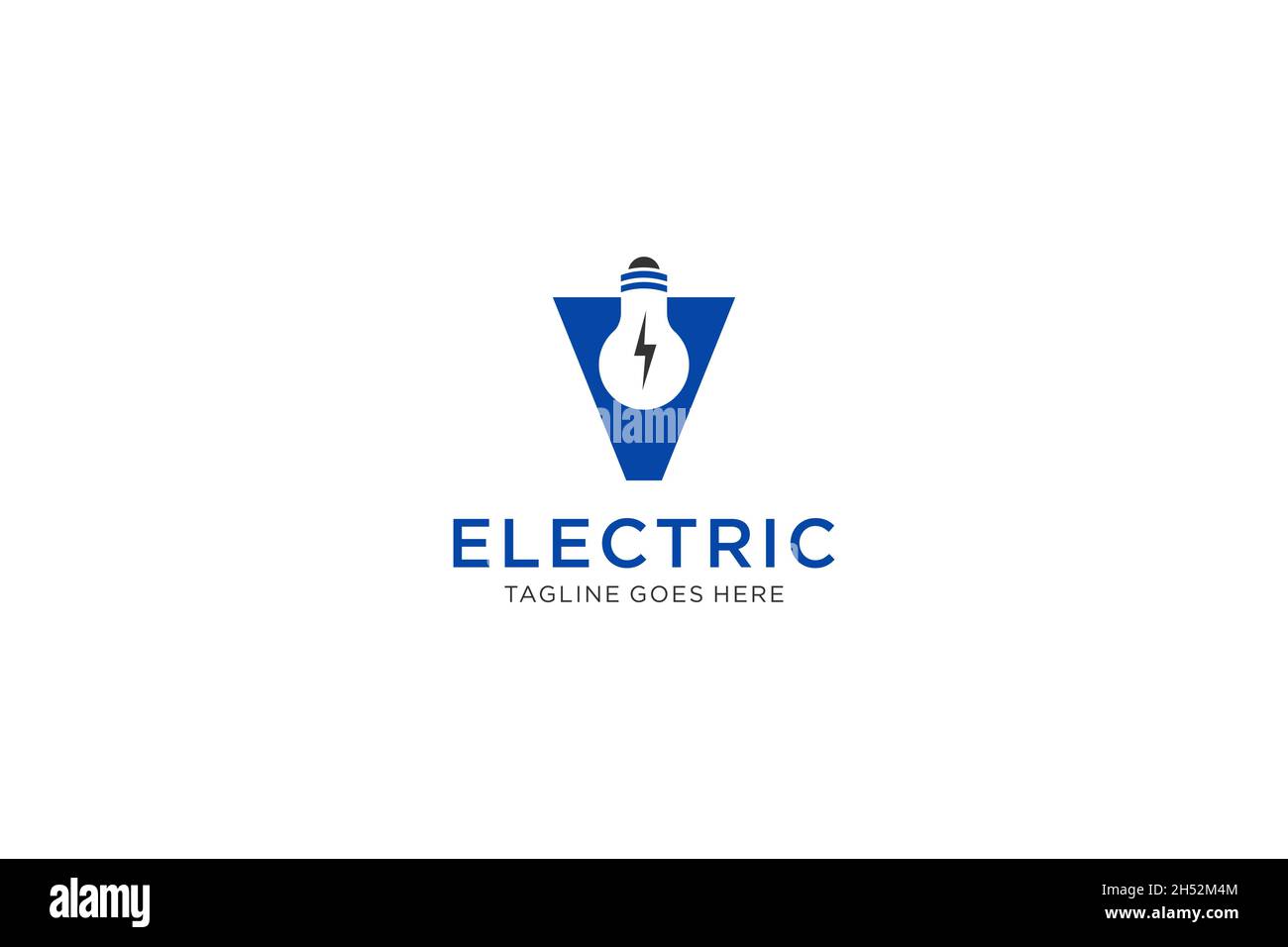 V Letter Logo Design With Light bulb and lightning bolt. Electric Bolt ...