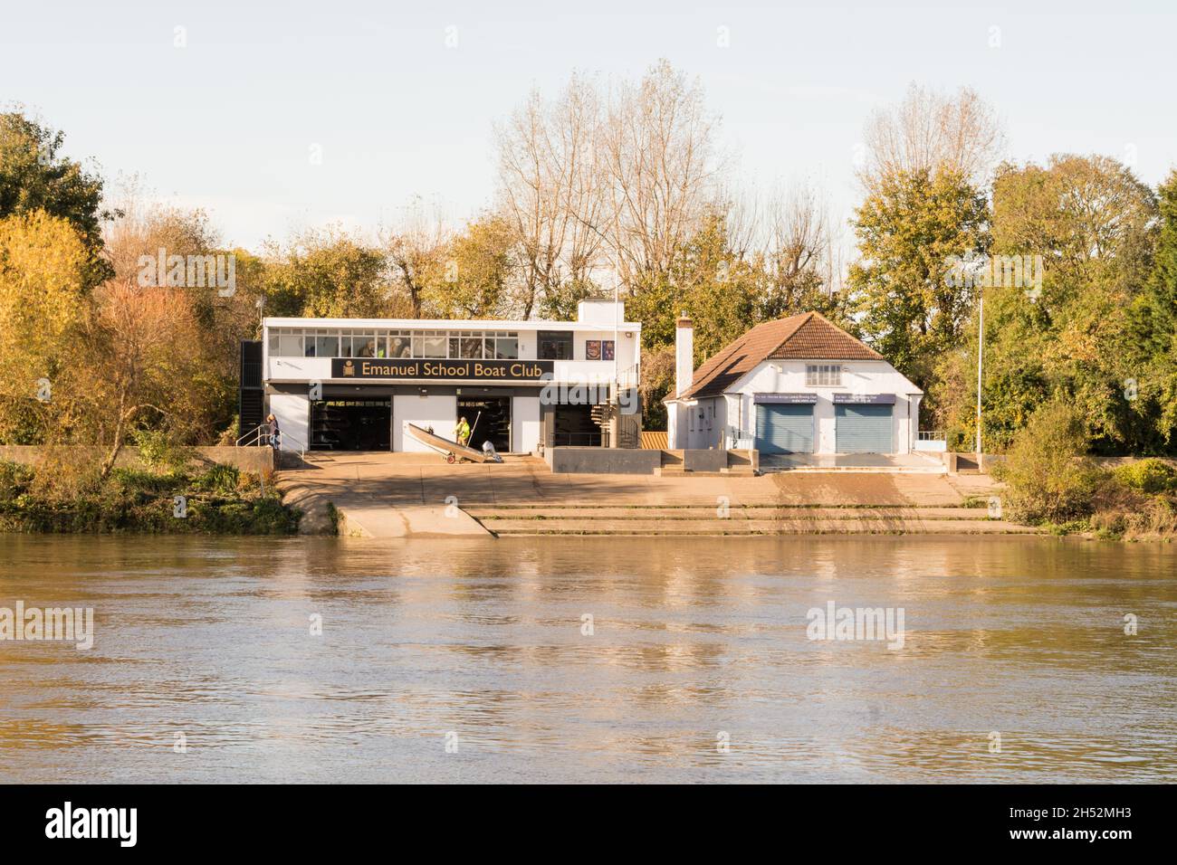 Emanuel School Boathouse on Duke's Meadows, London, W4, England, UK. Stock Photo