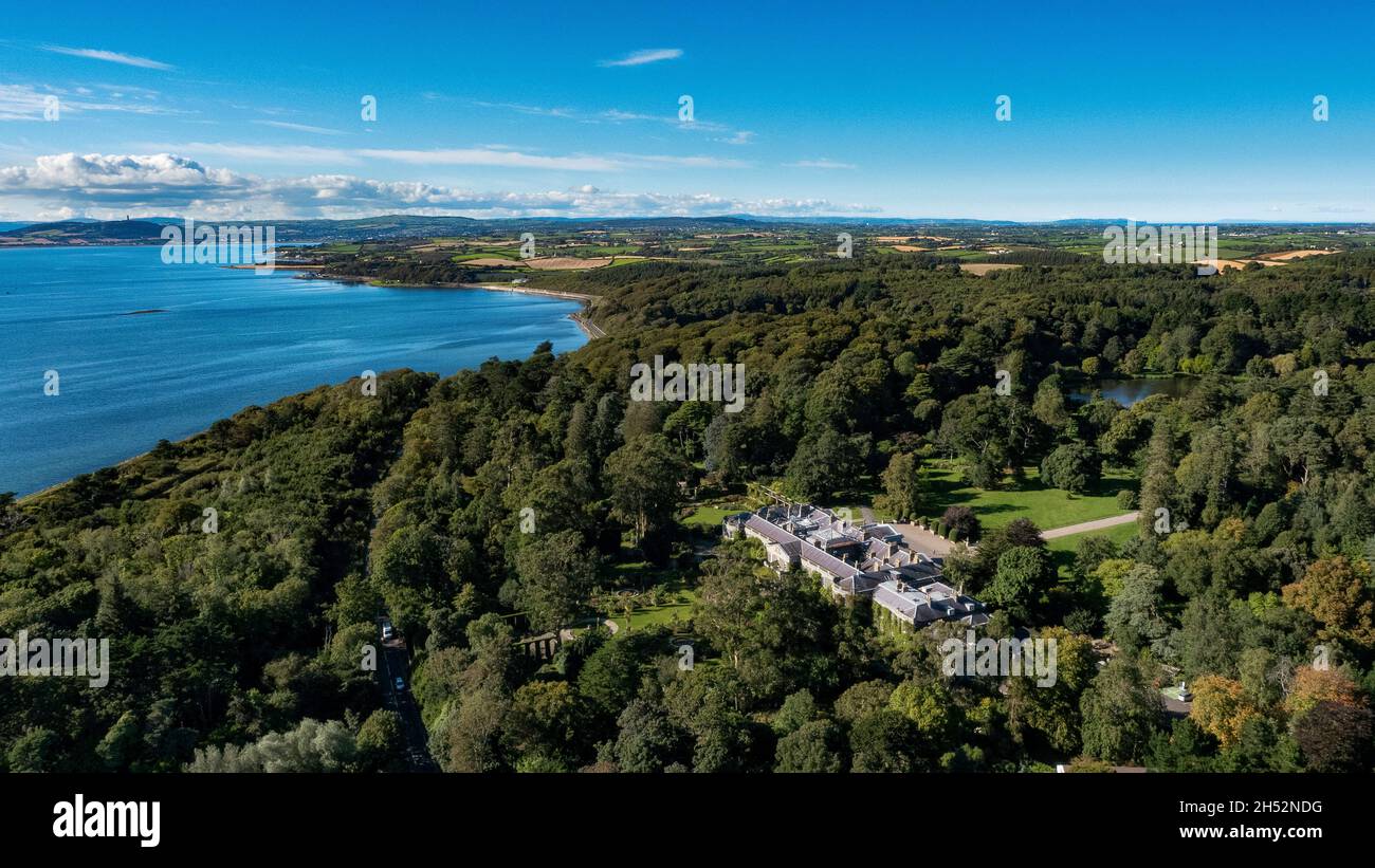 Aerial of Mount Stewart House and Gardens Ards Peninsula Strangford County Down Northern Ireland Stock Photo