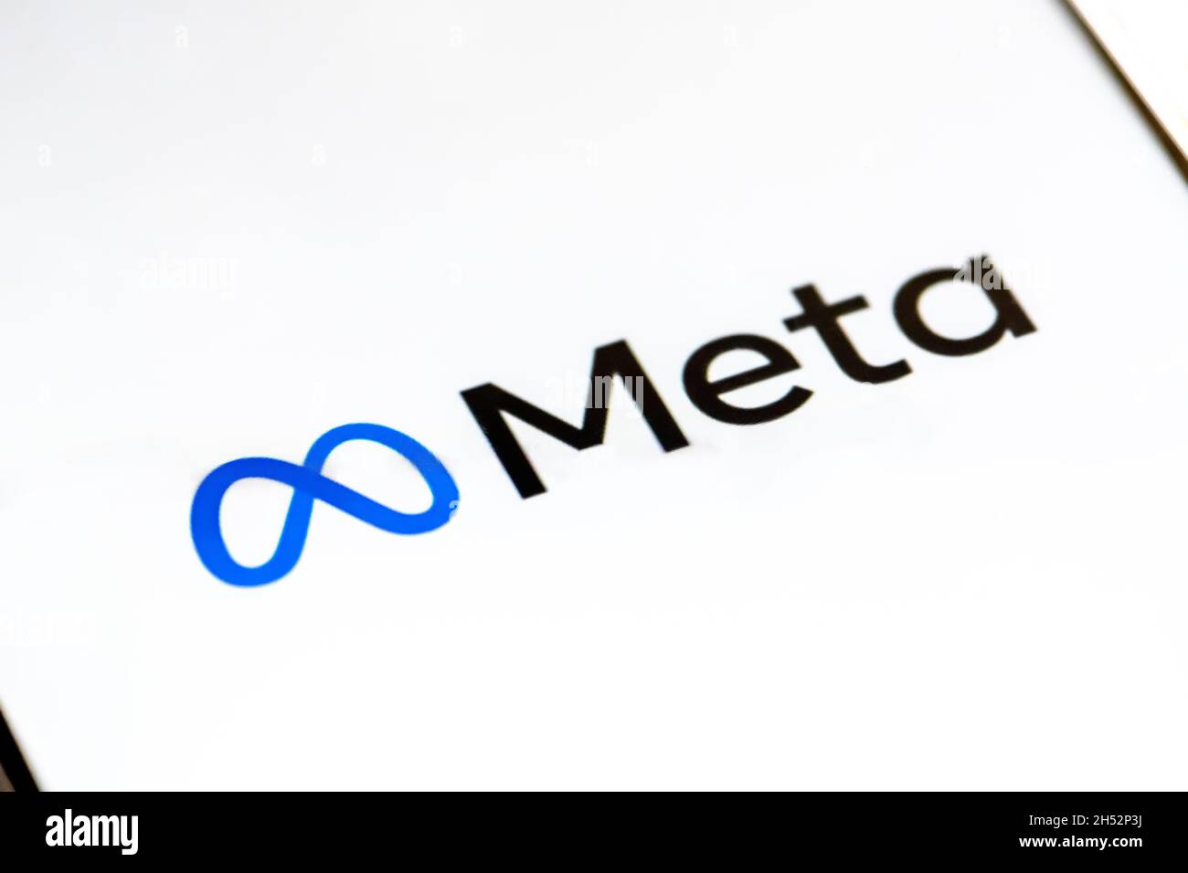 Meta Platform on the smartphone, American multinational technology conglomerate, close up Stock Photo