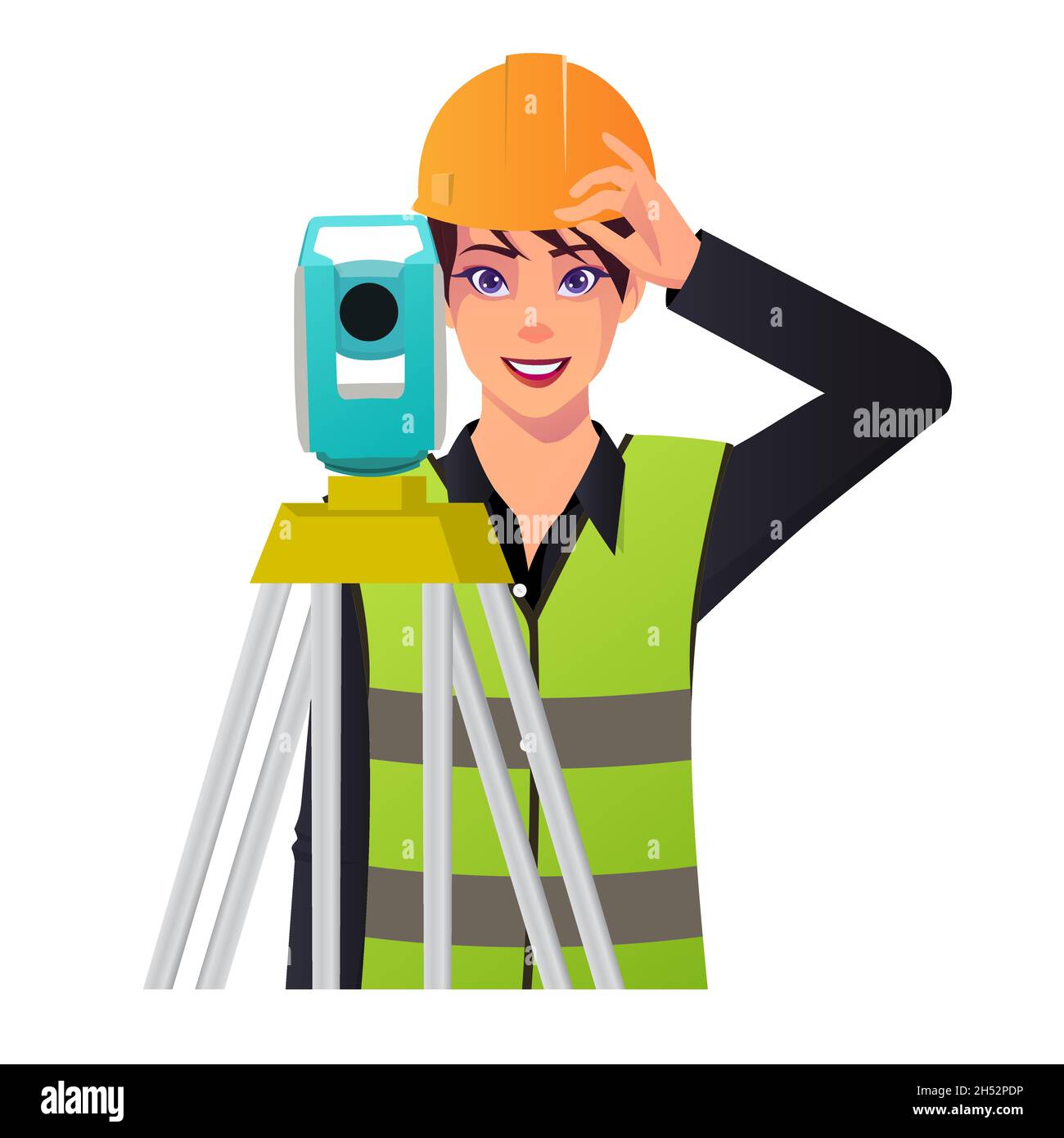civil engineer land surveying Construction Worker in safety vest