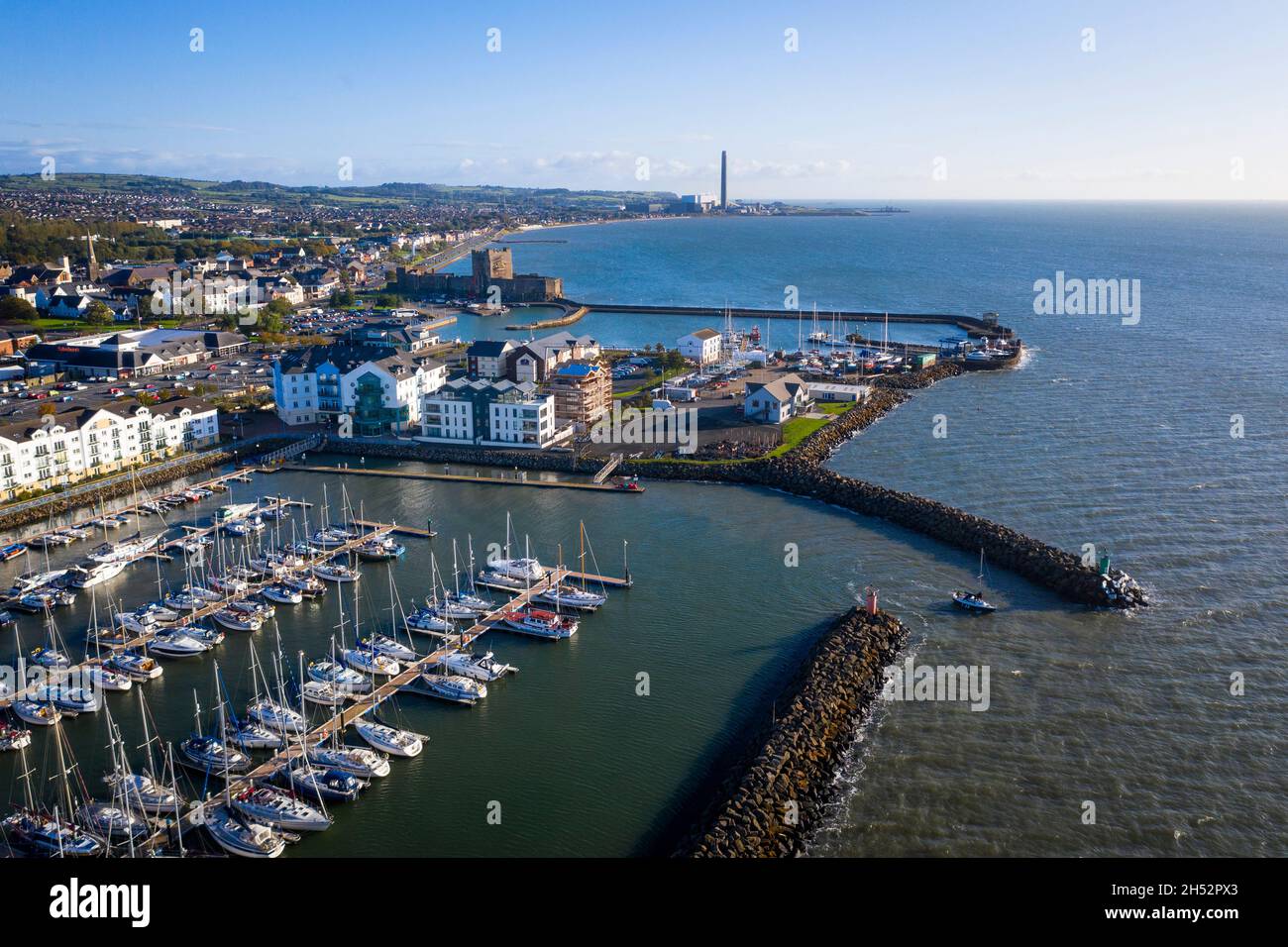 Aerial View of Carrickfergus Castle and Marina County Antrim Northern