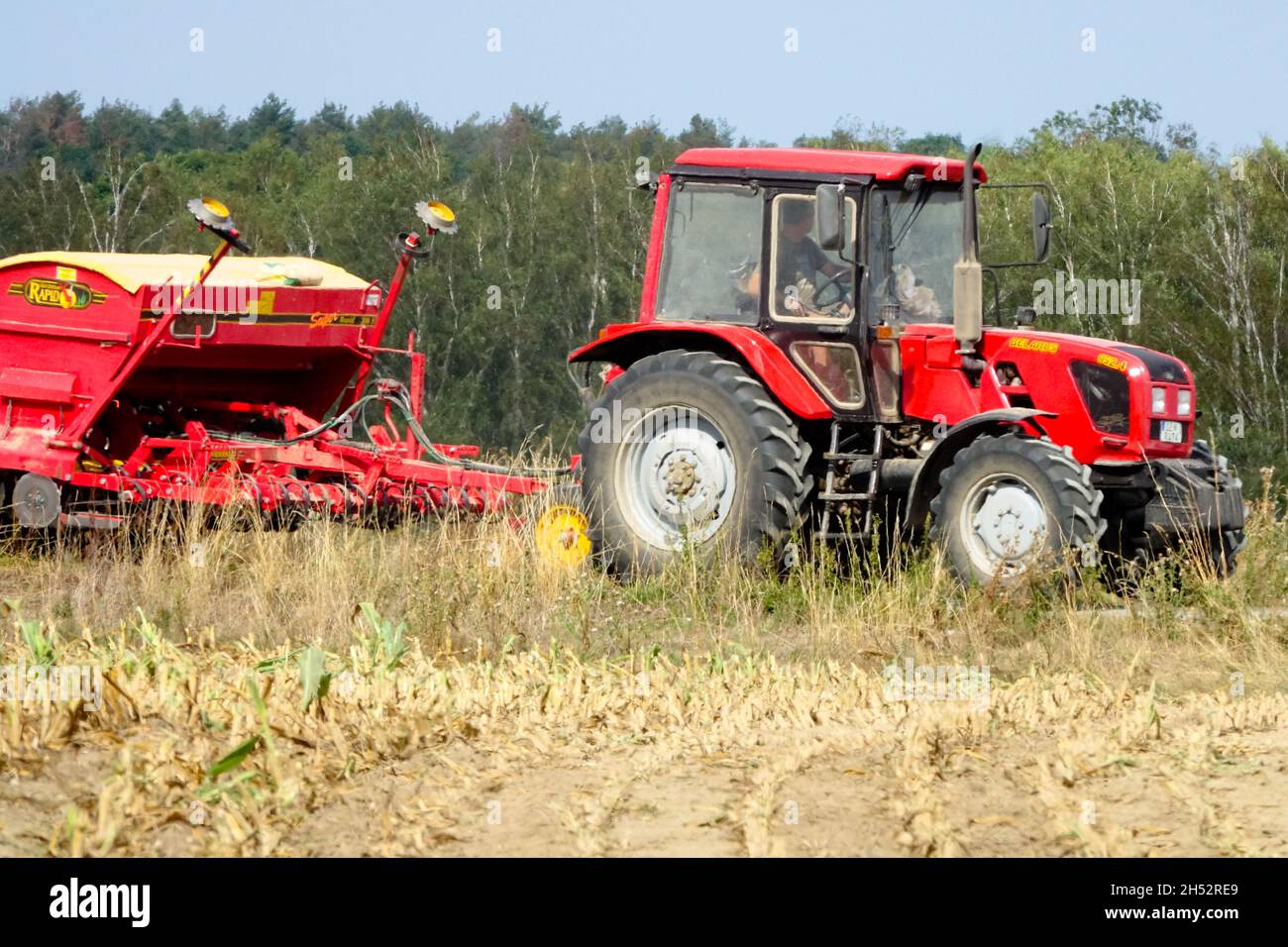 Seeder agricultural machinery Germany farming Stock Photo