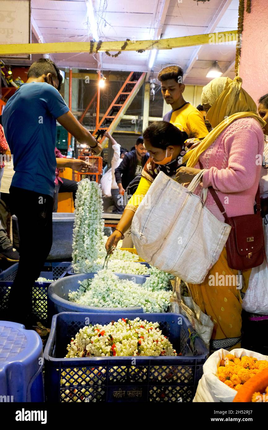 Pune, INDIA - November 04 : Flower at Market Yard in Pune during Diwali Festival, Flowers are used for giving pooja in temples and for decoration at w Stock Photo