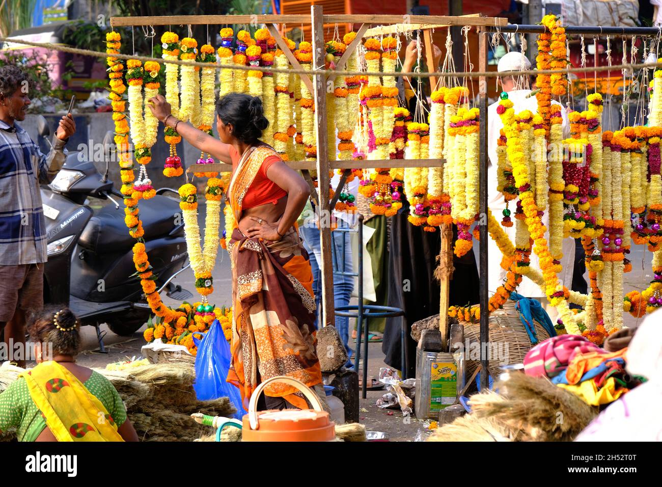 Pune, INDIA November 04 Flower at Street Market in Pune during