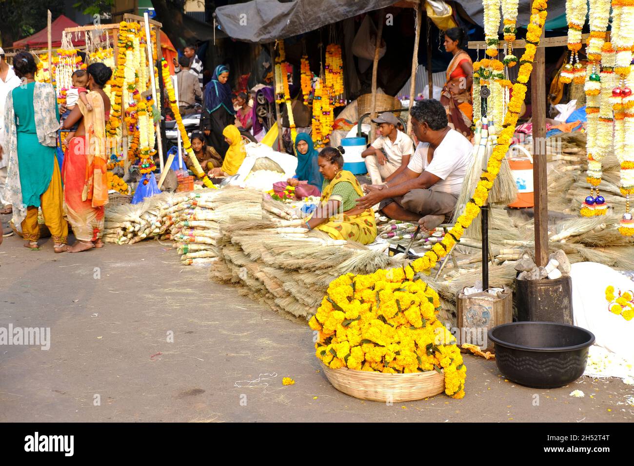 Pune, INDIA November 04 Flower at Street Market in Pune during