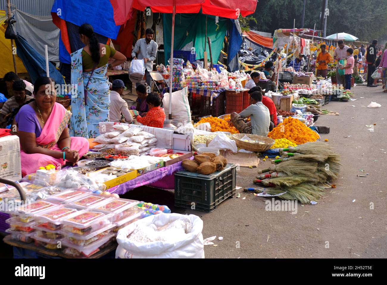 Pune, INDIA November 04 Flower at Street Market in Pune during