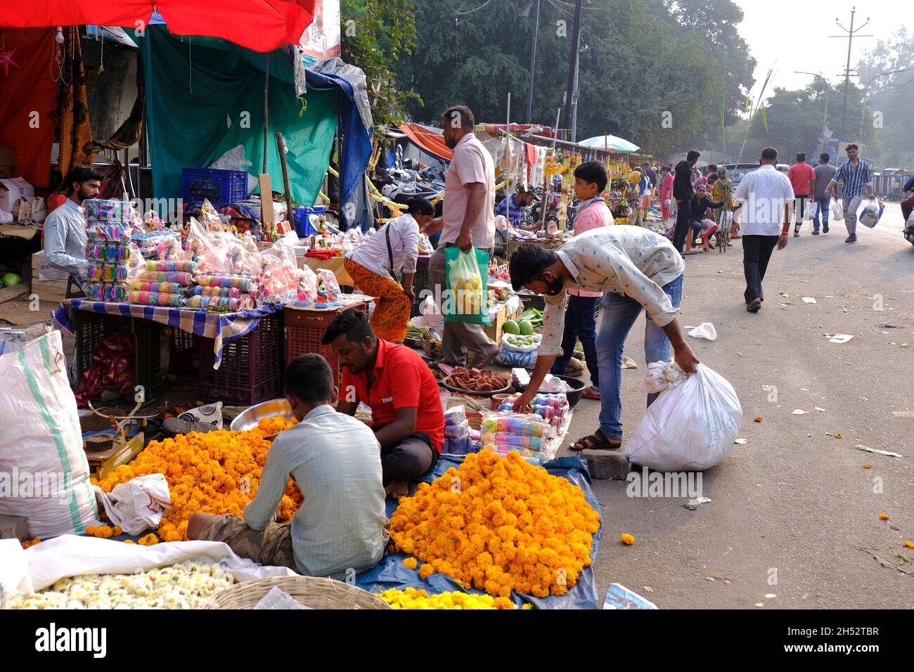 Pune, INDIA November 04 Flower at Street Market in Pune during