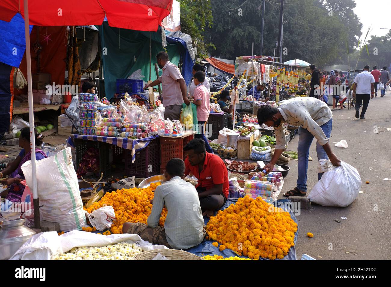 Pune, INDIA November 04 Flower at Street Market in Pune during