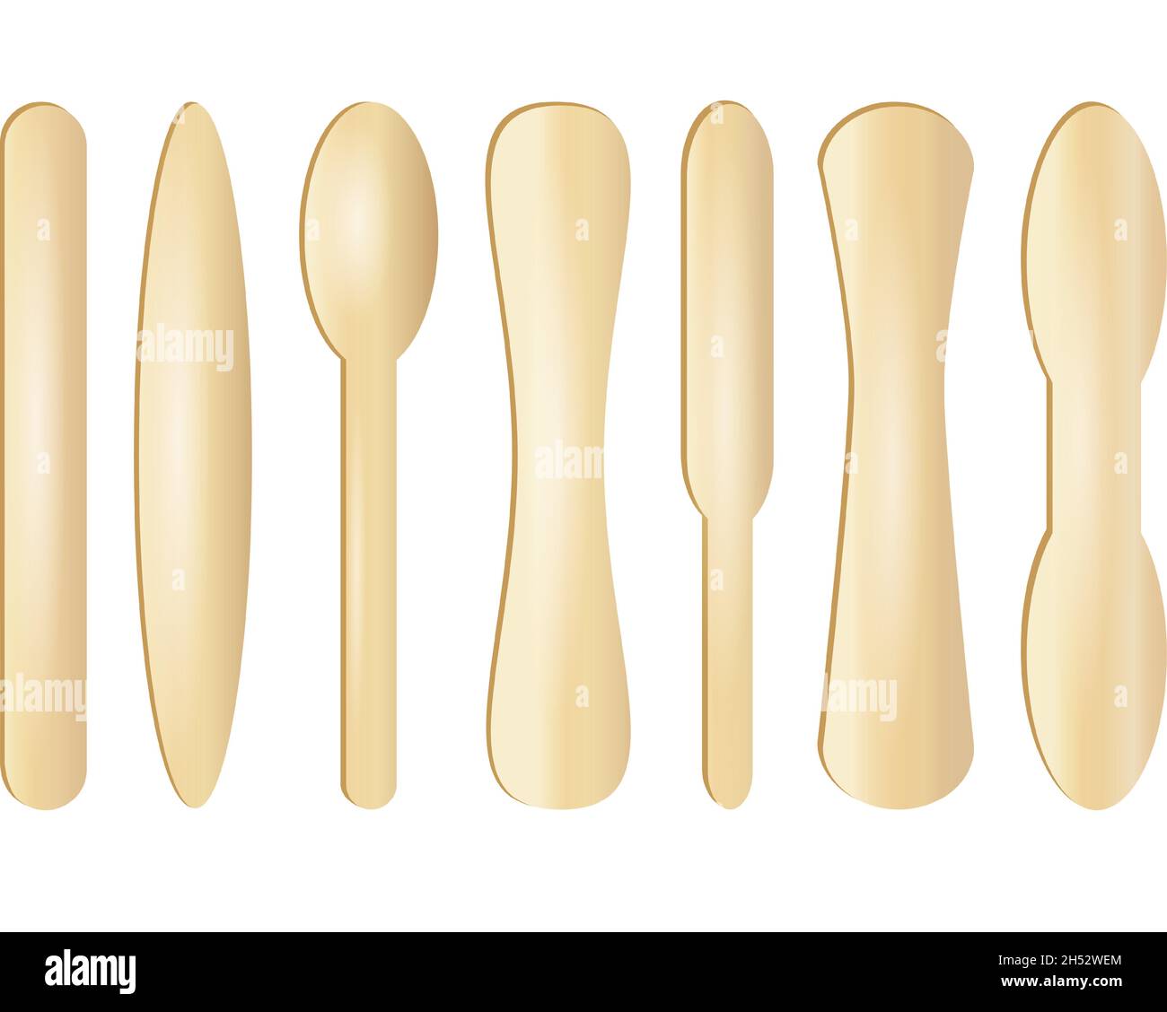 Popsicle sticks, Ice cream wooden elements set. Stock Vector
