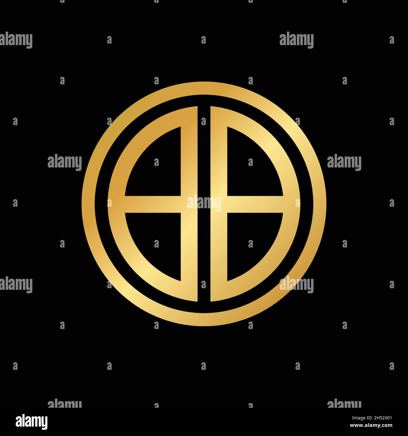 golden initial letter BB circle logo design vector Stock Vector