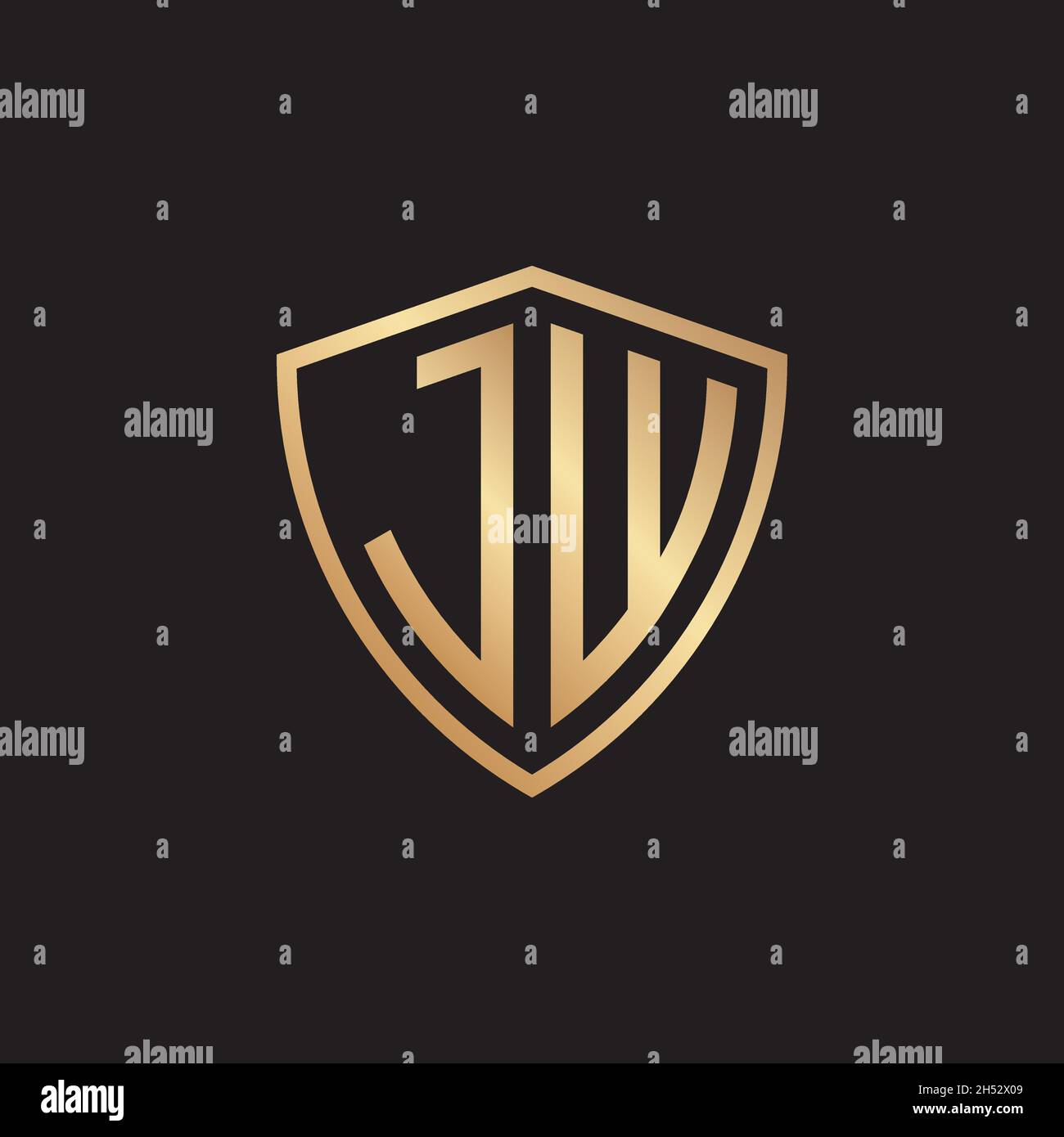 golden initial letter JW shield logo design vector Stock Vector Image ...