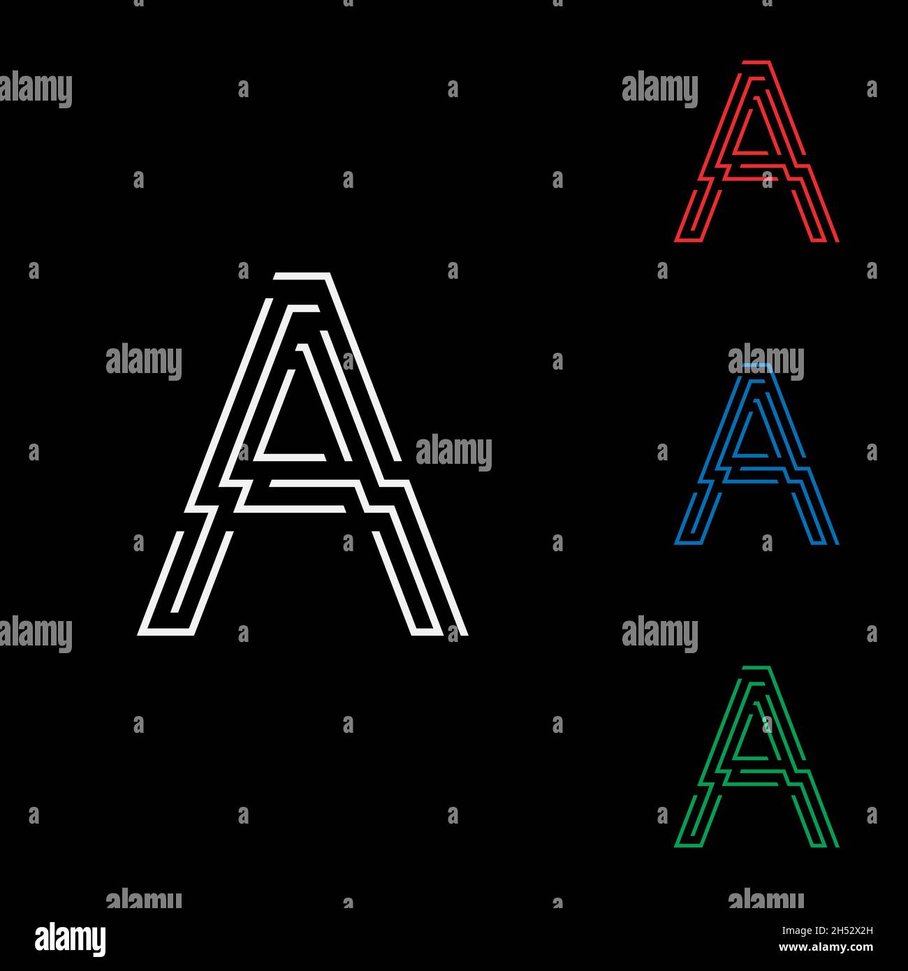 Initial letter A circuit chip line art Logo Design Vector Stock Vector