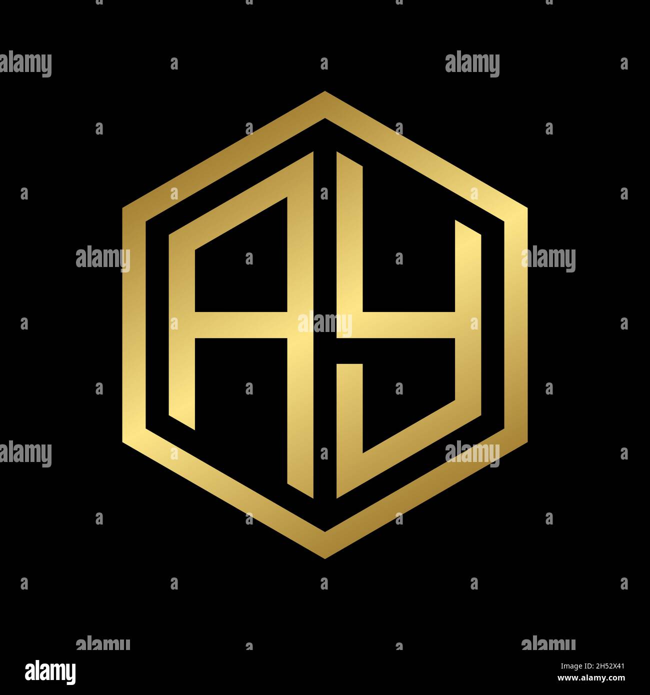 golden initial letter AY hexagon logo design vector Stock Vector