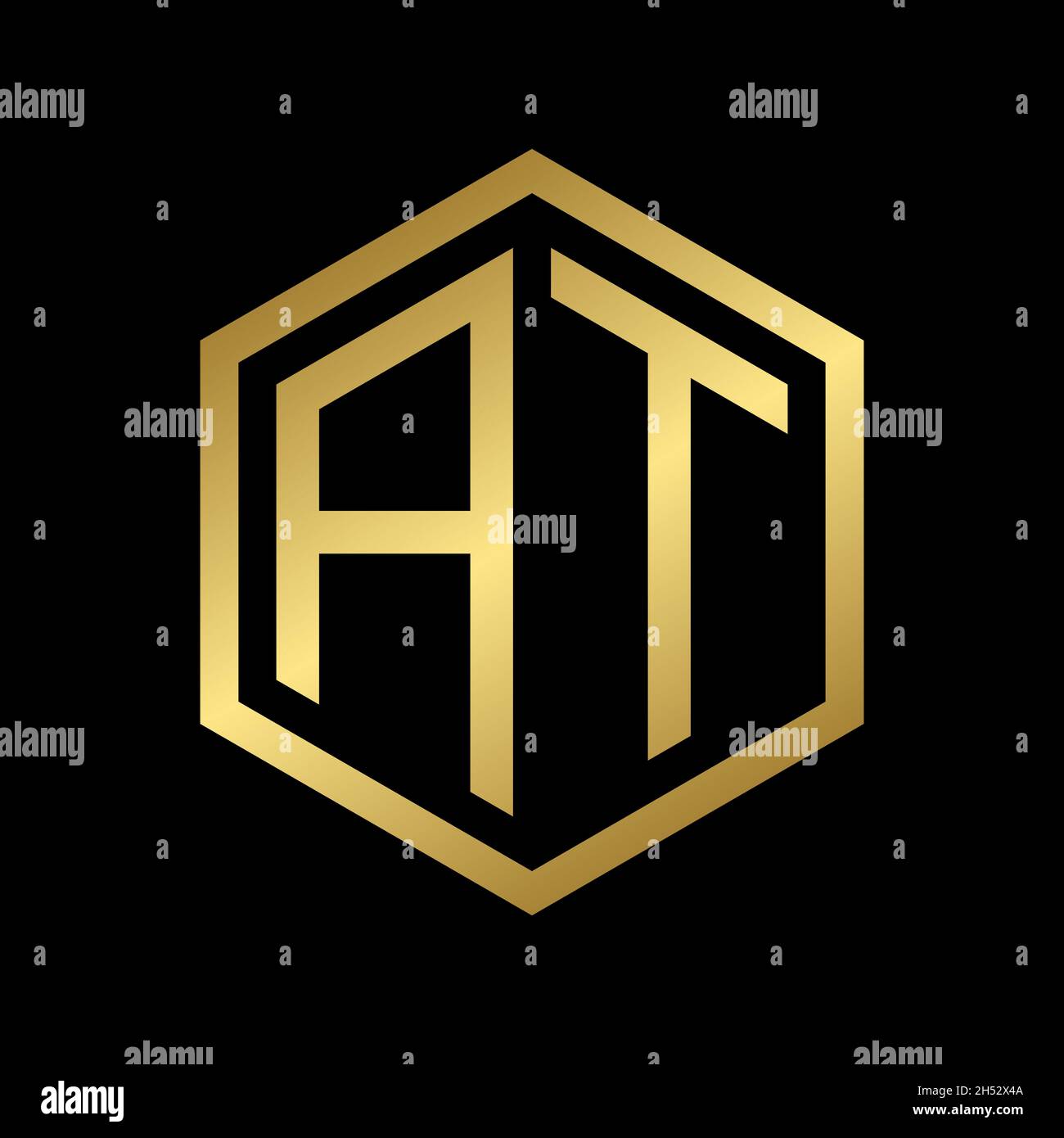 golden initial letter AK hexagon logo design vector Stock Vector