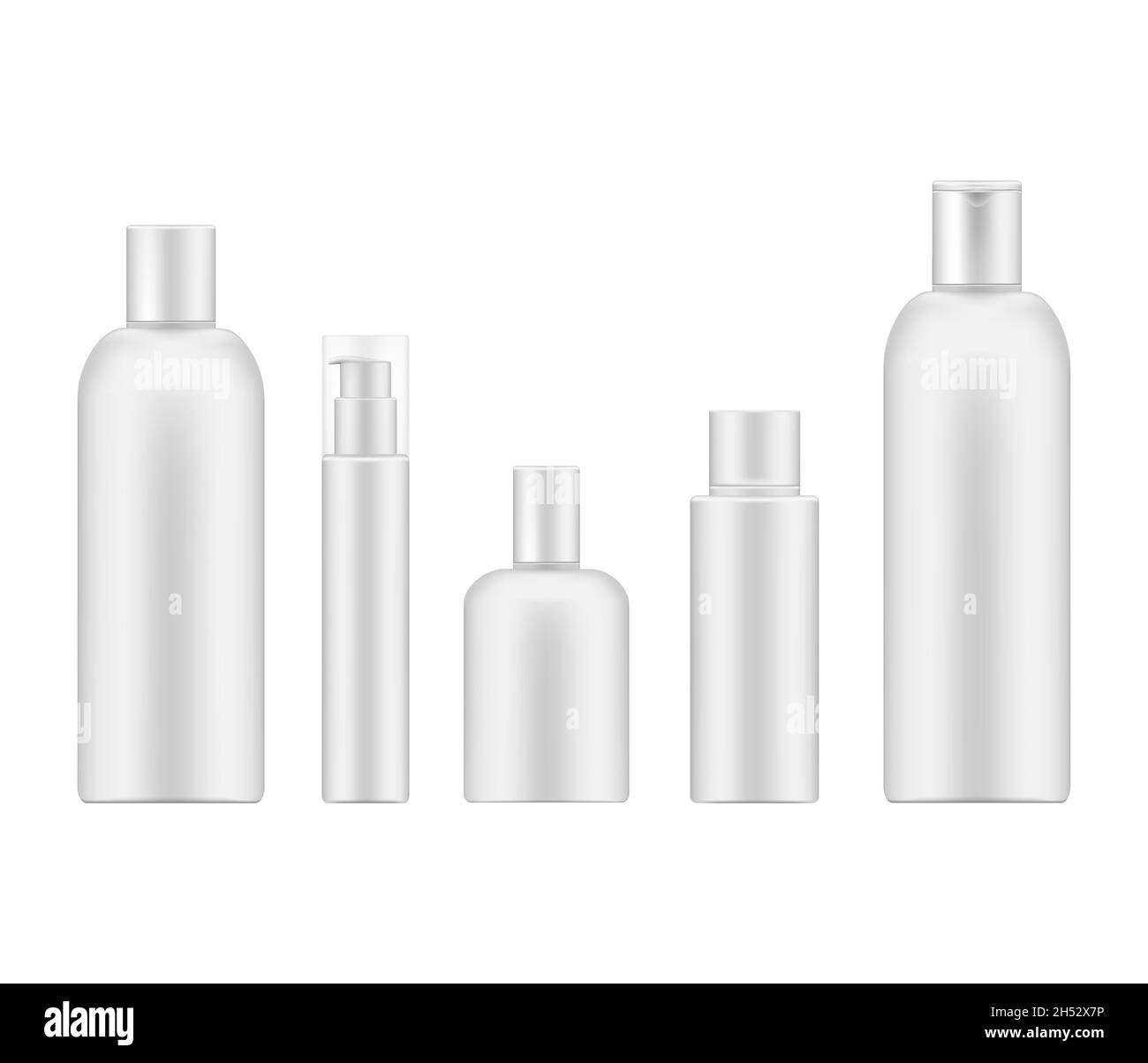Cosmetic bottle set, realistic mockup. Beauty skin care product
