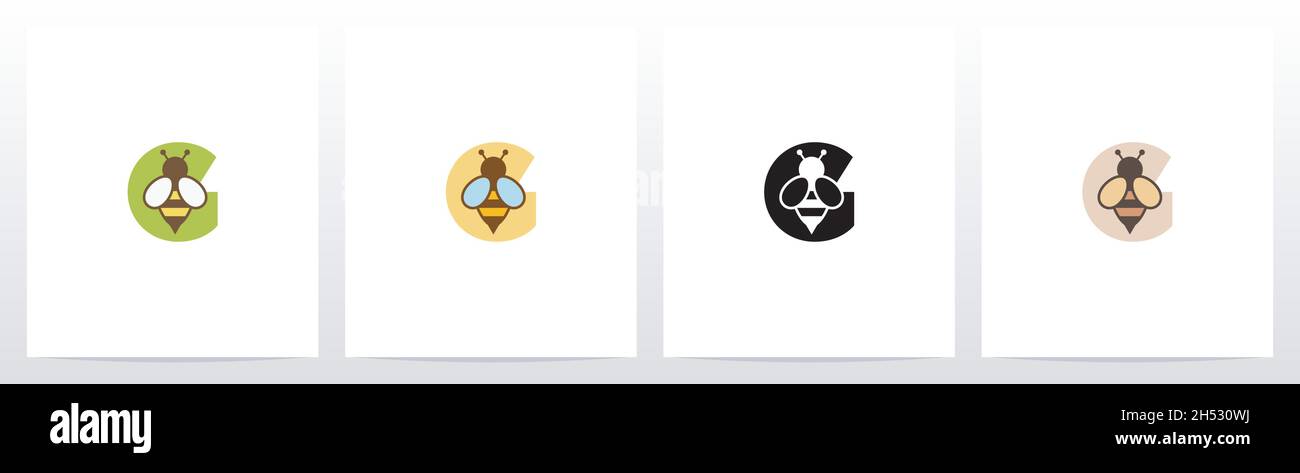 Bee On Letter Logo Design G Stock Vector
