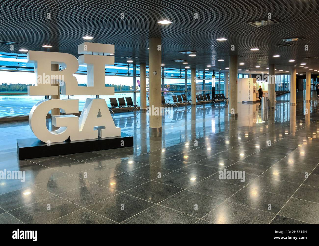 Riga, Latvia - October 28, 2018: Interiors of the Riga International Airport, Latvia Stock Photo