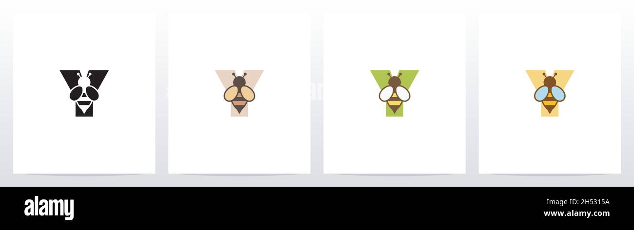 Bee On Letter Logo Design Y Stock Vector