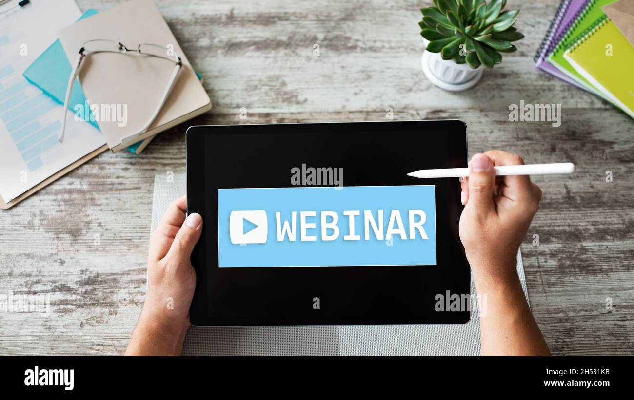 Webinar, E-learning, online education concept on screen Stock Photo - Alamy