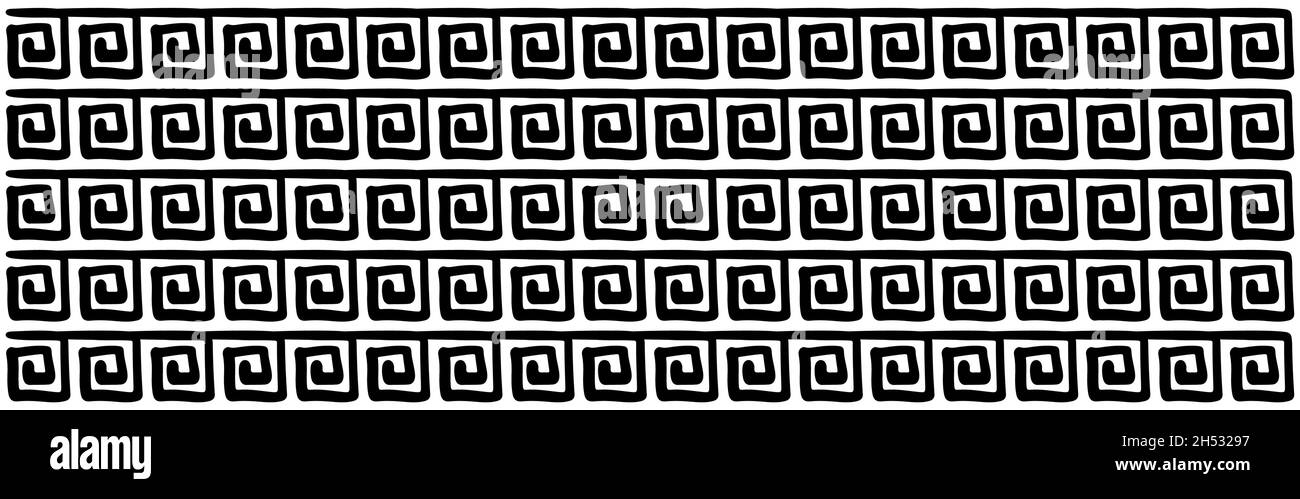 Japanese fret key pattern seamless vector background tile. Monochrome ...