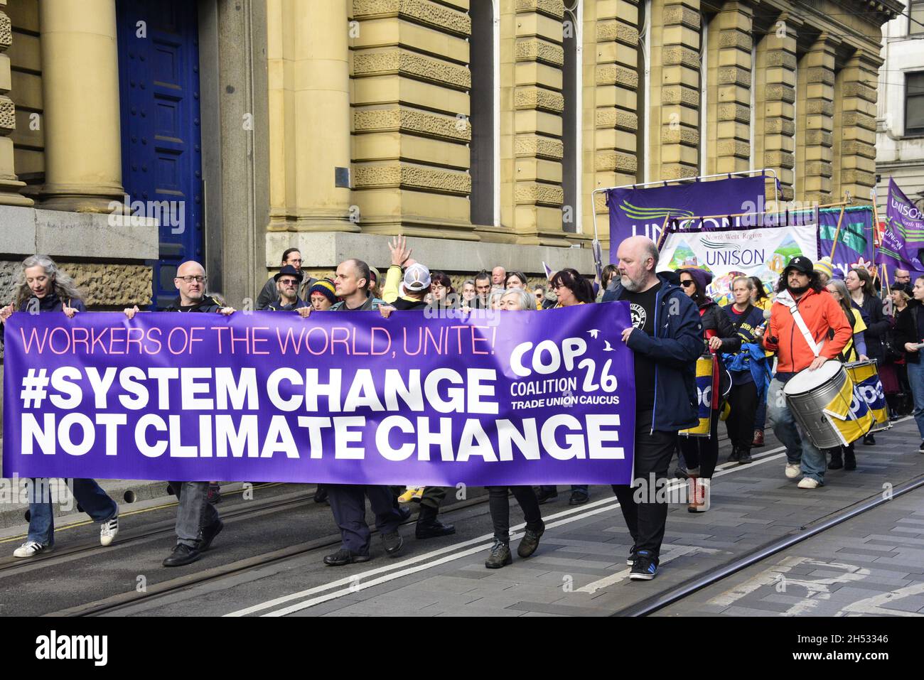 Environment Protest Manchester Manchester, UK, 6th November, 2021. Protesters with a banner calling ...