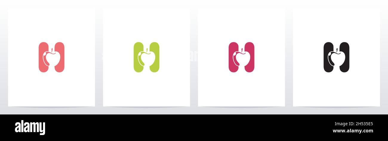 Apple On Letter Logo Design H Stock Vector