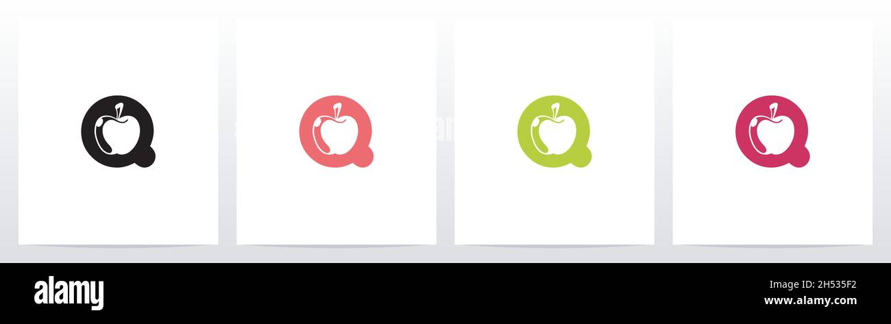 Apple On Letter Logo Design Q Stock Vector