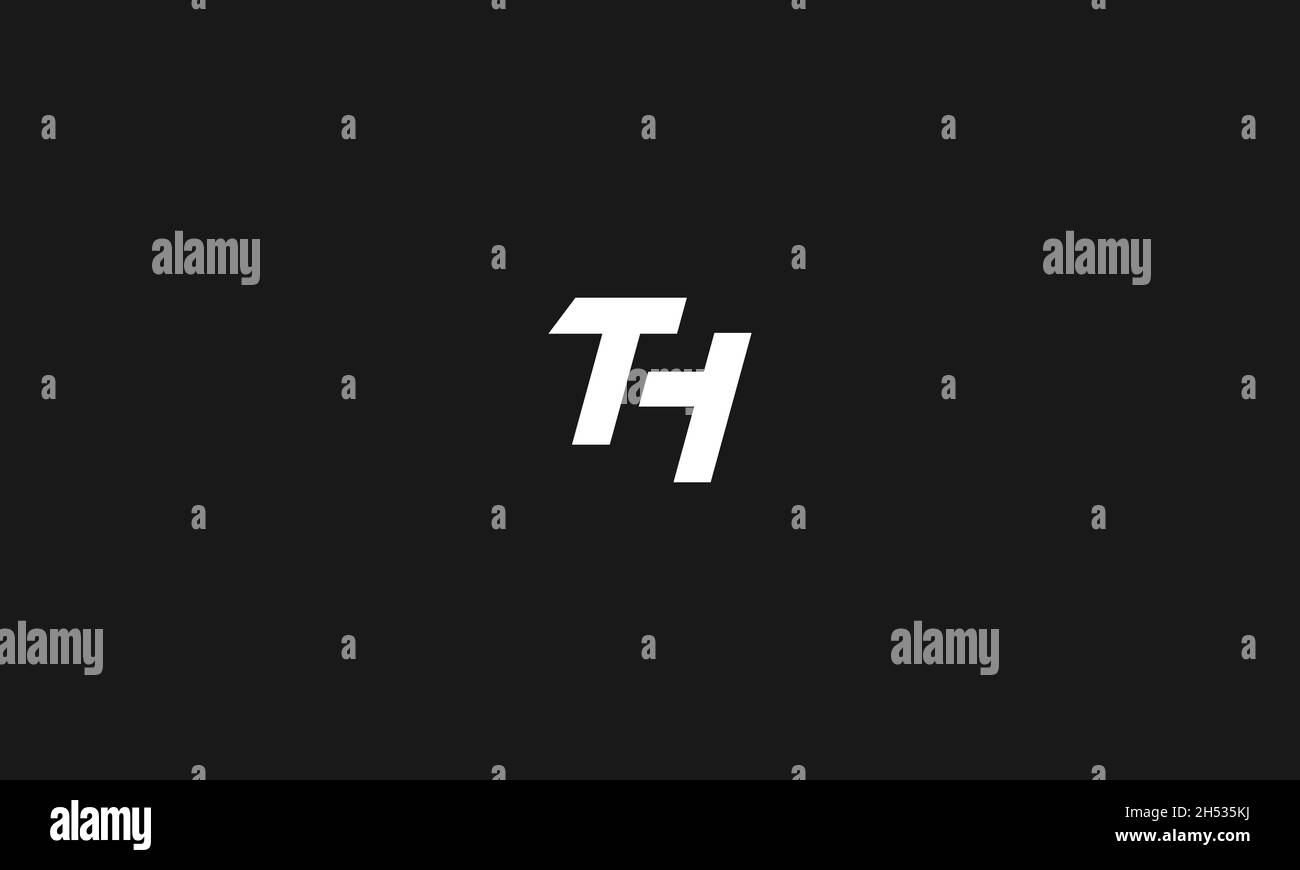 LETTERS TH LOGO DESIGN WITH NEGATIVE SPACE EFFECT FOR ILLUSTRATION USE Stock Vector