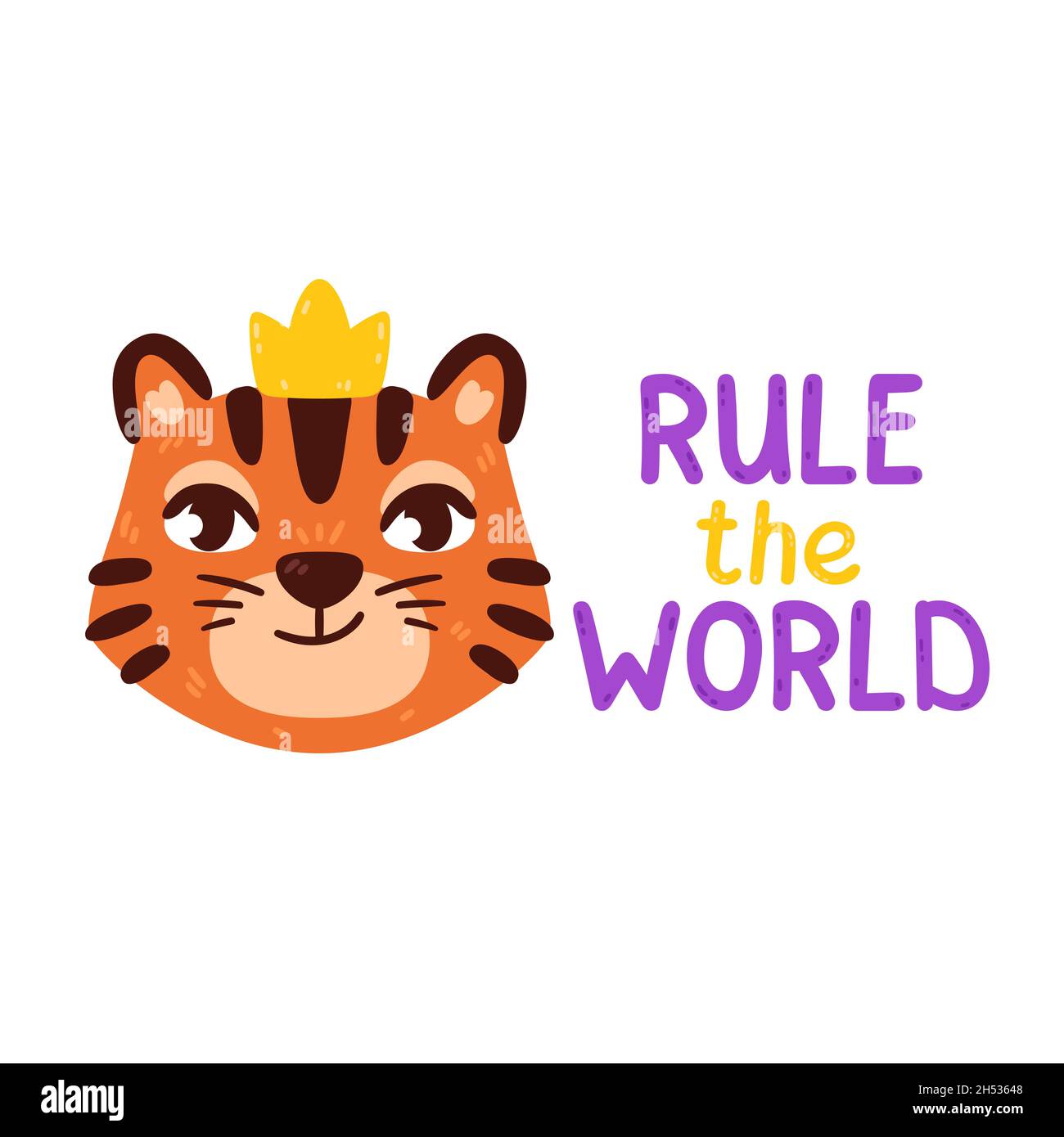Tiger the king with golden crown. Chinese zodiac animal. Rule the world