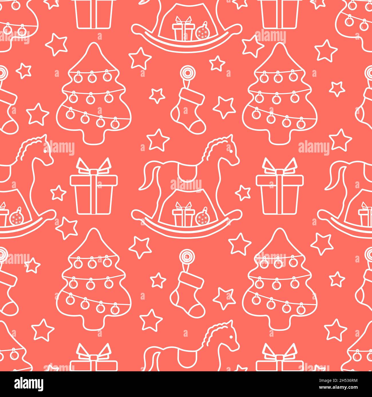 Christmas 2022 Rocked It Happy New Year 2022 Merry Christmas Vector Seamless Pattern Gift, Christmas  Tree, Ball, Snowflakes, Sock, Rocking Horse, Stars Winter Holiday Symbols  Stock Vector Image & Art - Alamy