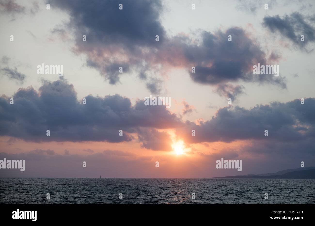 Sunset seascape. Propriano, Corsica island, France Stock Photo