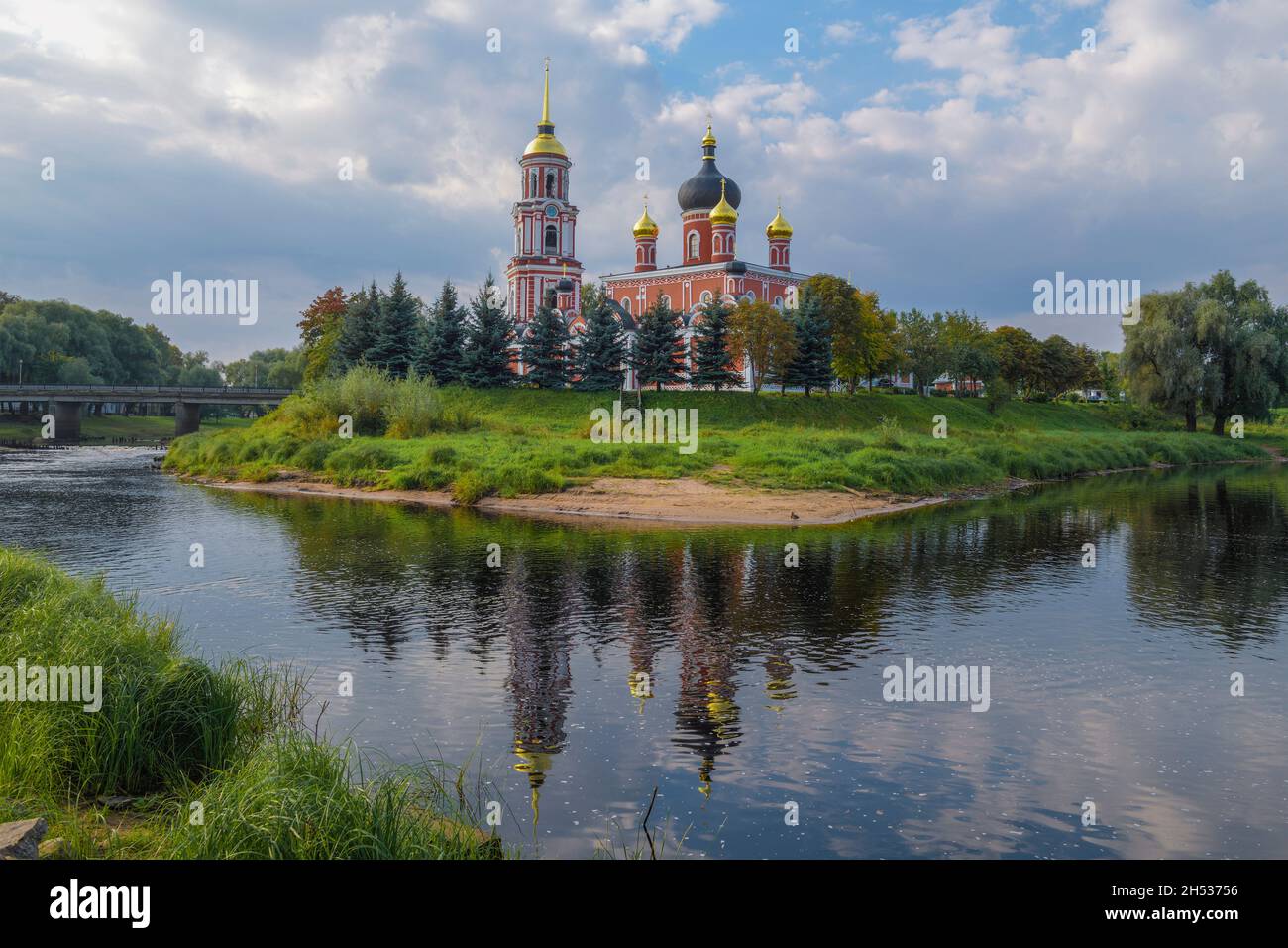 Staraya Riba View of the Cathedral of the Resurrection of Christ on a cloudy ...