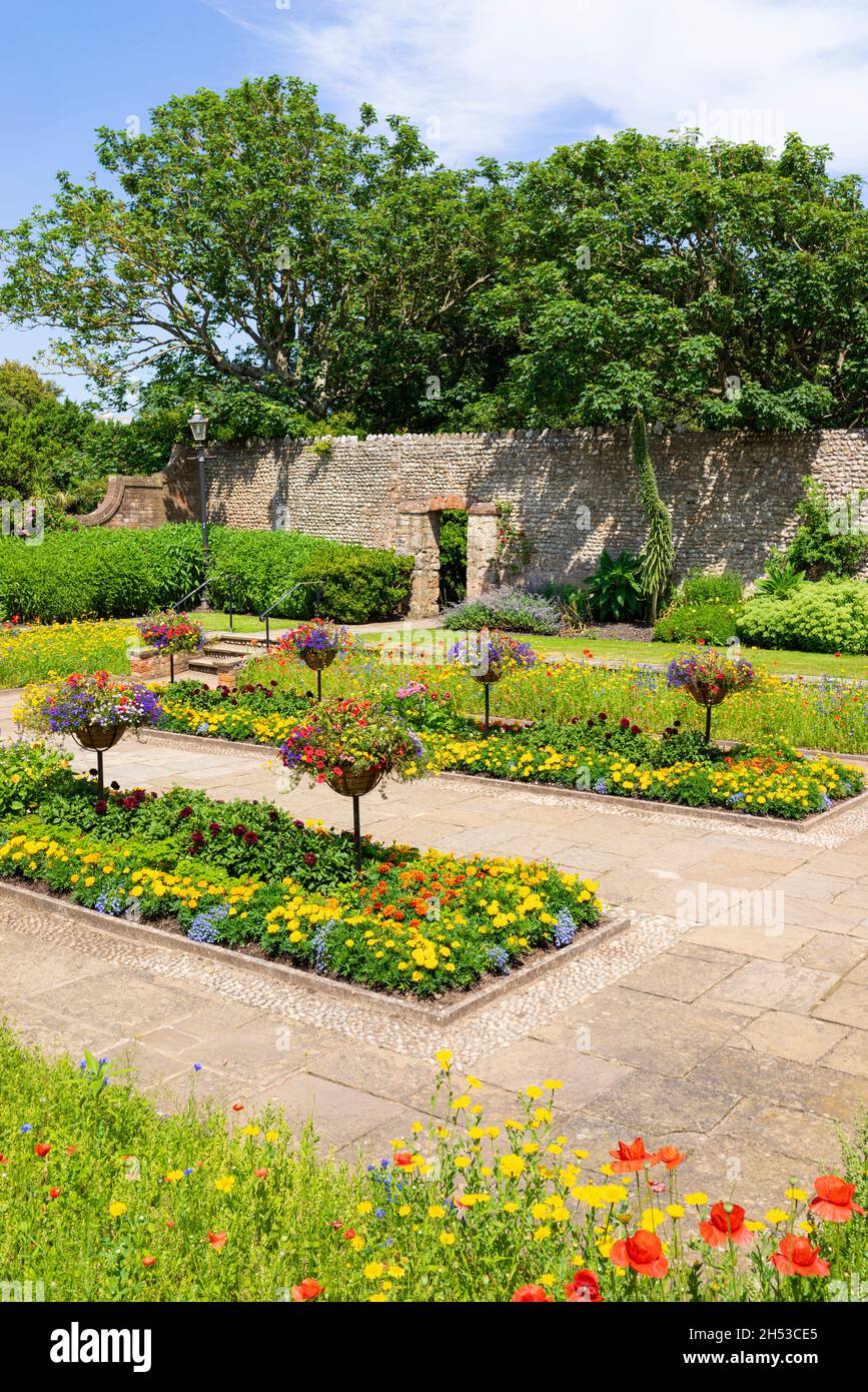 Flower beds in Sidmouth, The Connaught Gardens in Sidmouth Devon England UK GB Stock Photo