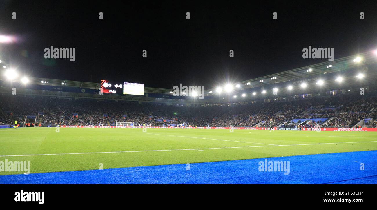 MOSCOW, RUSSIA, OCTOBER 20, 2021. The 2021/22 UEFA Europa League. Football  match between Spartak (Moscow) vs Leicester City (Leicester, England) at  Otkritie Arena in Moscow. Leicester von 3:4.Photo by Stupnikov Alexander/FC  Spartak