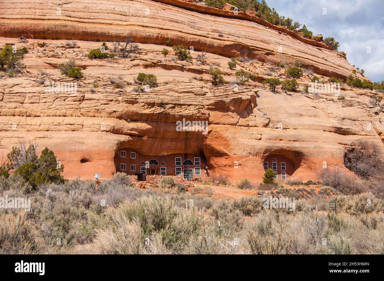 Modern Sandstone Cave Home - Utah Stock Photo